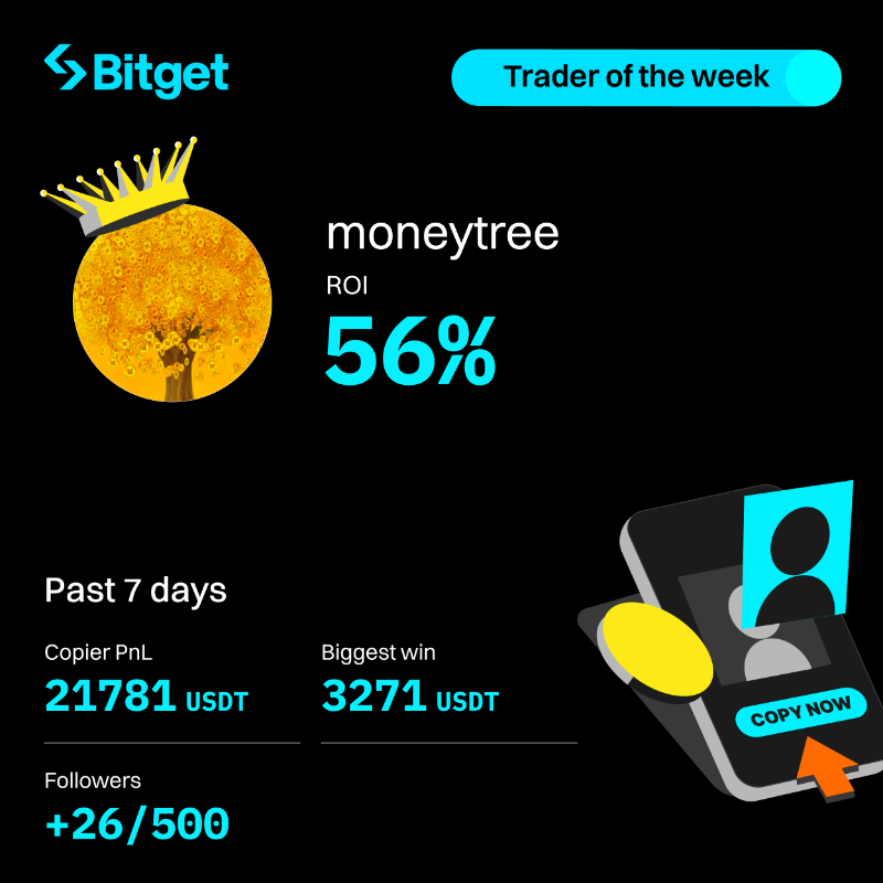 bitget's tweet photo. This week's featured #copytrading trader! 🐳

☑️ Start following 'moneytree' and other expert traders on #Bitget - https://t.co/0DJJ2pvSBc