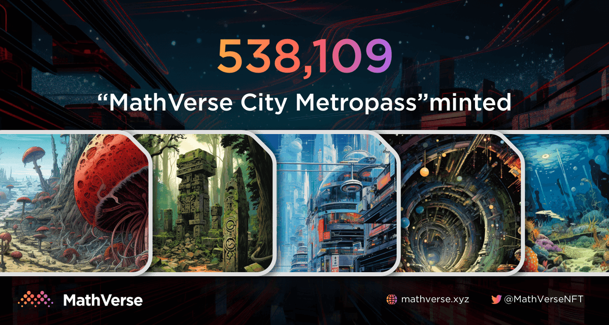MathVerseNFT's tweet photo. A total of 538,109 "MathVerse City Metropass" have been minted.

What's an exciting news! Thank you for your support. 

More details of the event will be launched on the opBNB network soon, please stay tuned!💜 https://t.co/C5Y3Kb62cP