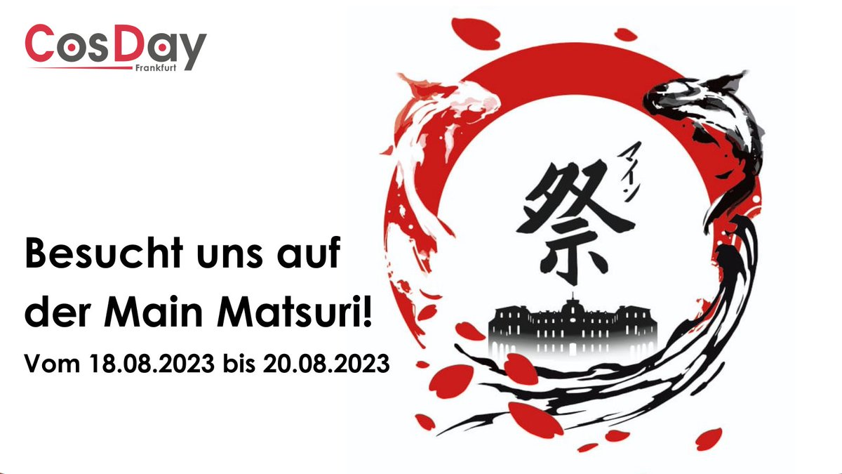 Kommt doch vorbei und lasst ein Gruß da .😁 Wir sind auf der Main Matsuri und freuen uns auf euch und ein tolles Wochenende! Wir versüßen euch den Tag zudem mit ein paar Goodies. Daher seid schnell .😀

Wir freuen uns auf euch!❤️
Euer CosDay e. V.

#mainmatsuri #cosdayverein