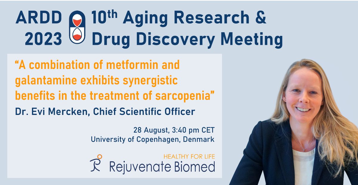Delighted to speak at #ARDD2023. Our CSO will present preclinical #sarcopenia data on RJx-01, that significantly increases muscle mass, strength, and physical performance in mouse models, and is being evaluated in a Phase 1b #clinicaltrial. rejuvenatebiomed.com @ARDD_Meeting