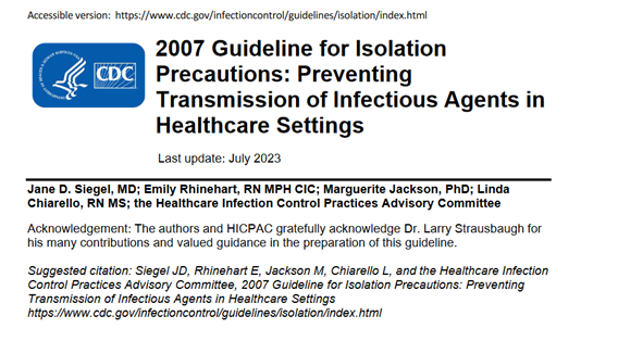 JavierPazEsq's tweet photo. Actualización julio/2023 de la “Guideline for Isolation Precautions: Preventing Transmission of Infectious Agents in Healthcare Settings”🏥 de los #CDC 🧐
#IRAS #MDRM🦠 #MOMR #Aislamiento #MPSP #MedicinaPreventivaSaludPública
@SEMPSPH @sogamp
https://t.co/6RQIgcpTxv https://t.co/BRMlZ545by