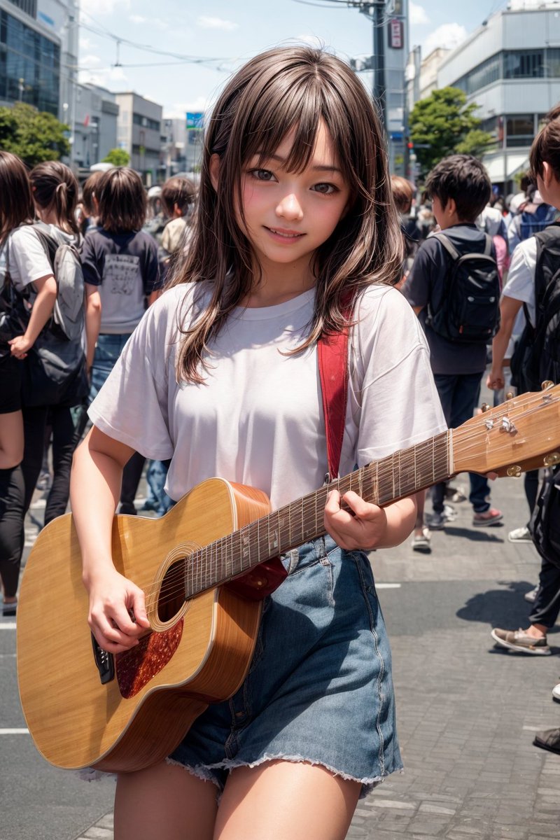 layersection2's tweet photo. 路上でアコギ弾いて歌ってる女の子を描いてもらいました。
1/4
#StableDiffusion
#DosMix https://t.co/8EICNoaZTa