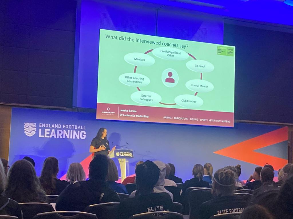 Super proud of @ScreenJ who presented her @hartpury MSc study to 250+ female coaches at the @EnglandLearning #GFCC23 A project that brings together community needs, research & impact on coach development! A big thank you to @StaceyMiless for the superb work you are doing!