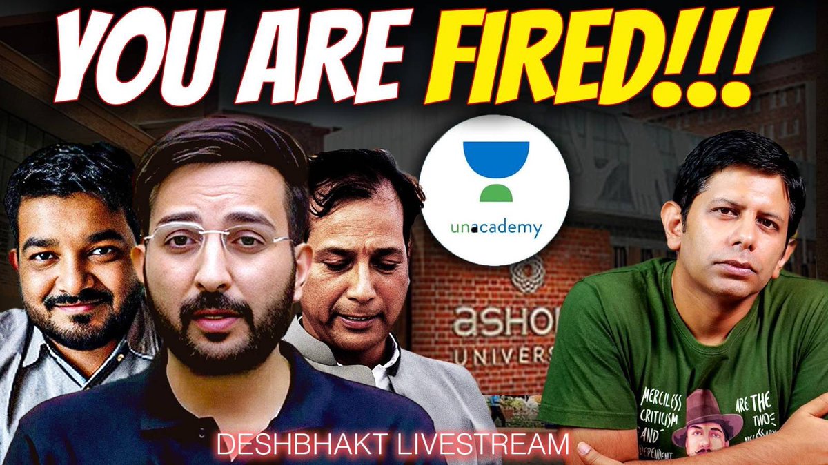TheDeshBhakt's tweet image. It’s not just #Unacademy &amp;amp; #AshokaUniversity - anyone asking uncomfortable questions &amp;amp; stating facts - should be ready to face the boot. This is the sad reality of #AmritKal …. Questions are systematically dying in India, because we really don’t care…
youtube.com/live/1Jwgl4Did…