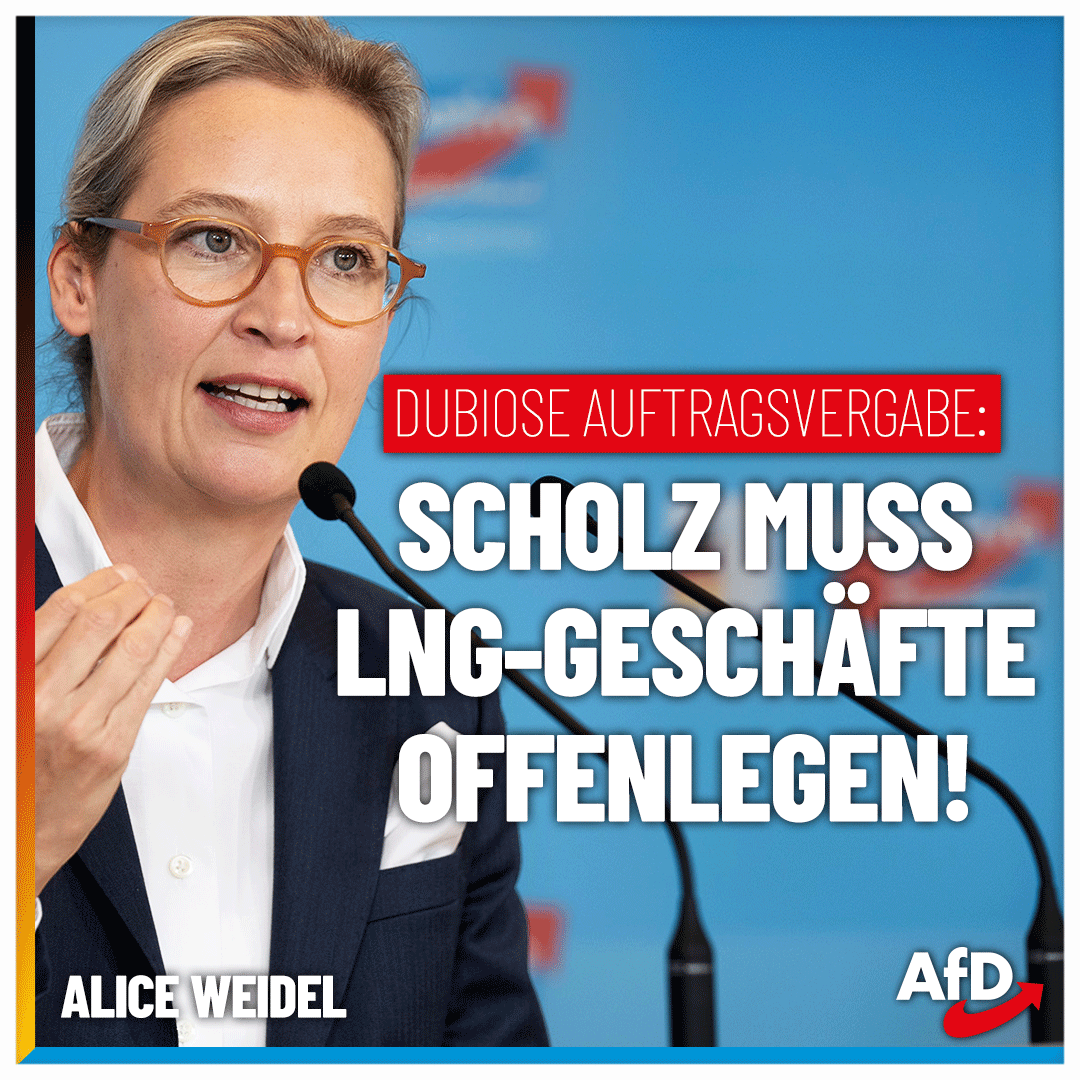 Alice_Weidel's tweet photo. Medienberichten nach wurde die Auftragsvergabe zum Betrieb von LNG-Terminals in der Ostsee von Bundeskanzler Scholz persönlich gesteuert und von der Koalition abgesegnet, ohne dass eine Prüfung der beteiligten Gesellschafter oder des eigens zu diesem Zwecke gegründeten Unternehmens stattgefunden hätte. Unter anderem steht der Verdacht im Raum, dass die Gelder zur Finanzierung, die von den Geschäftsführern in Aussicht gestellt wurden, gar nicht bereitstanden.
Erst zerstört #Scholz, gemeinsam mit der Ampel, die Energieversorgung Deutschlands mutwillig, dann beauftragt er ein dubioses Unternehmen mit deren Rettung. Die Auswahl einer neugegründeten Gesellschaft zum Betrieb von #LNG-Terminals in der #Ostsee wirft entsprechend viele Fragen auf.
Unter anderem die, warum es für ein solch hohes Auftragsvolumen keine Ausschreibung der Bundesregierung gab, wieso Scholz persönlich mindestens ein heimliches Treffen veranstaltete, warum das Unternehmen trotz fehlender Prüfung von der Ampelkoalition beauftragt wurde, und wieso ausgerechnet die #Warburg-Bank genutzt wird, um Geschäfte im Rahmen des LNG-Vertrages abzuwickeln.
Insbesondere im Hinblick auf weiterhin ungeklärte Fragen bezüglich seiner Rolle im Cum-Ex-Skandal täte Olaf Scholz gut daran, die jetzt aufgetretenen Ungereimtheiten schnellstmöglich und vor allem transparent aufzuklären.

https://t.co/NaGKXuhqsk