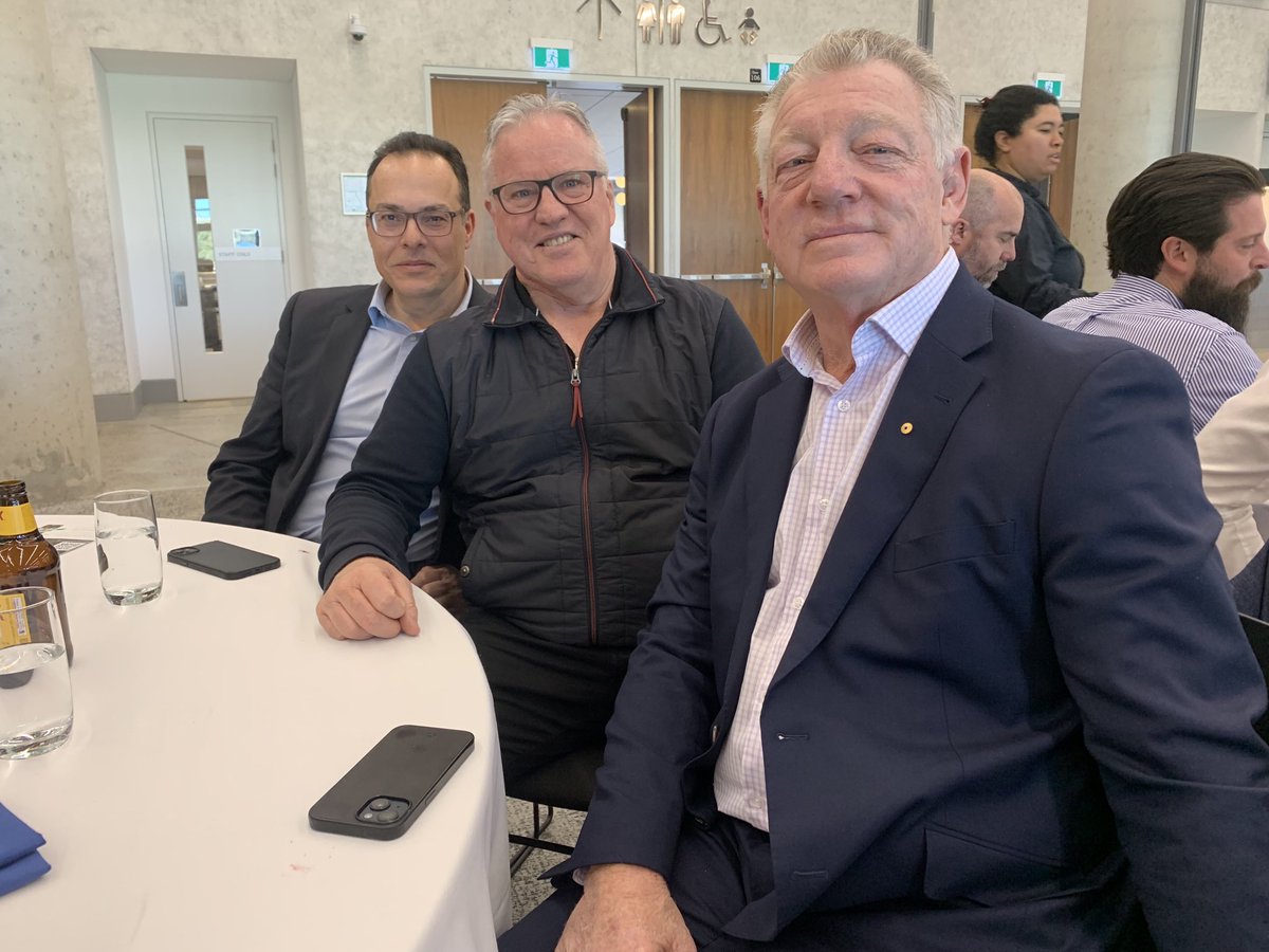 At the Mark Hughes Foundation lunch with the guy who saved my life in 1986  the great Gus Gould and Bulldogs Chairman John Khoury