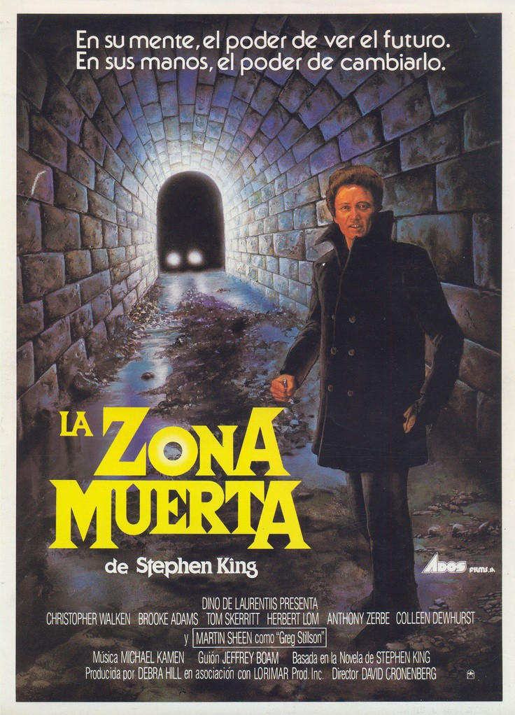 Spanish movie poster for #TheDeadZone (1983 - Dir. #DavidCronenberg) #ChristopherWalken #MartinSheen #TimSkerritt #BrookeAdams #SteohenKing