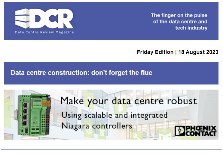 DCRmagazine's tweet photo. In today's newsletter, Dean Moffatt (@SchiedelUK) discusses mitigating risk before #datacentre construction begins &amp; why @PhoenixContactU's ILC 2050 BI industrial controller is ideal for demanding applications in buildings, infrastructure &amp; data centres: https://t.co/ULQdBn1WKF https://t.co/q8V7XbXTmm