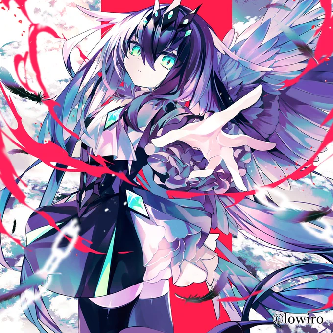 lowiro様の音楽ゲーム『Arcaea』にて本日リリースされた、『みーに feat. はらもりよしな』様の楽曲『レイヴンズ・プライド』のジャケットイラストを担当させていただきました!ゲーム内では素敵なタイトルロゴと一緒にご覧いただけます!よろしくお願いします!#arcaea #arcaea_art 