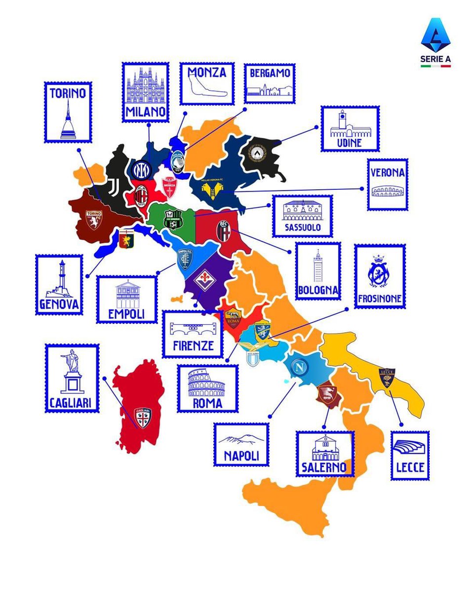 _SoccerSS_'s tweet photo. From north to south, here's where all #SerieA clubs hail from ⚽️

...might want to start planning a calcio infused vacation ✈️ https://t.co/qHD7Ur41HU
