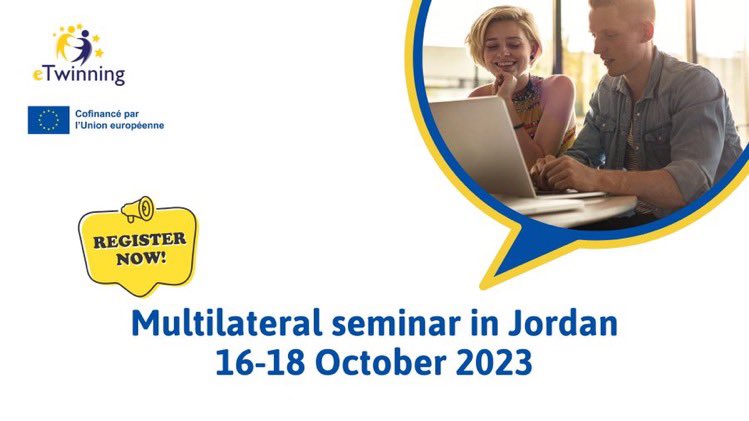 🆙 Nouveau séminaire organisé par <a href="/JoTwinning/">eTwinningJO</a>, sur le thème "innovation et créativité" : 
📍 Jordanie
📅 Du 17 au 18 octobre
🇬🇧 En anglais
✍ Inscrivez-vous avant le 30 août : etwinning.fr/actualites-nat…