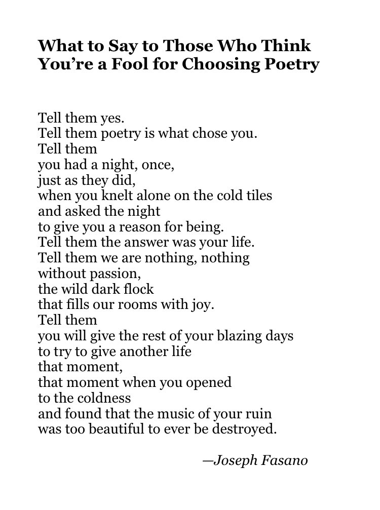 Joseph_Fasano_'s tweet photo. Tonight someone sent me a very nasty note, someone who is afraid of what poetry can do.  But nothing will ever quiet my reason for being: to help even one person through the darkness that has tried to kill me, the darkness in which I gave my word. https://t.co/jYwghiQLRQ