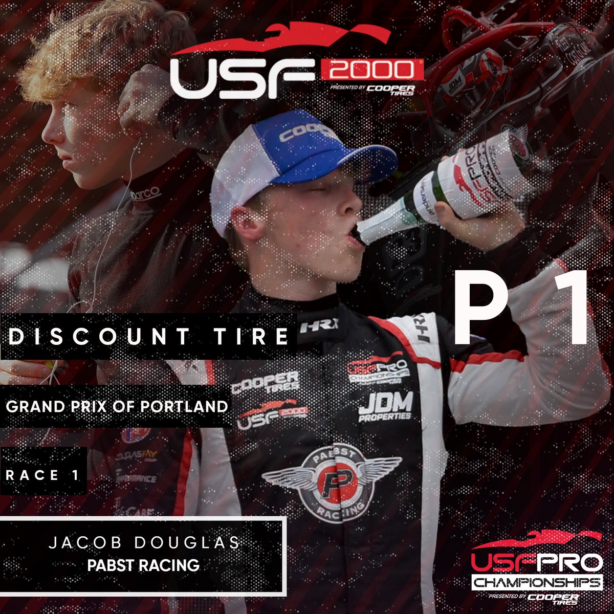 USF2000's tweet image. 😤 Nothing like the first

@PabstRacing’s Jacob Douglas leads all 25 laps in Race 1 at @portlandraceway to take home his first-ever @USF2000 win 💪

#USFPro | #TeamCooperTire