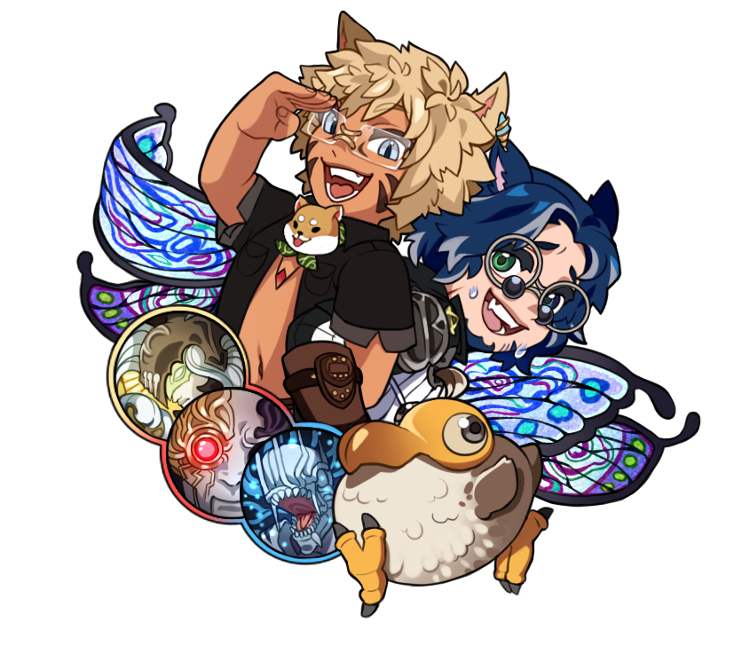 Ethyrian_'s tweet photo. Another set of amazing pieces from @Aerlliea that I commissioned. This one of me and my statics co-healer. #FFXIVART #FinalFantasyXIV #Anabaseios https://t.co/uIUTcetRgk