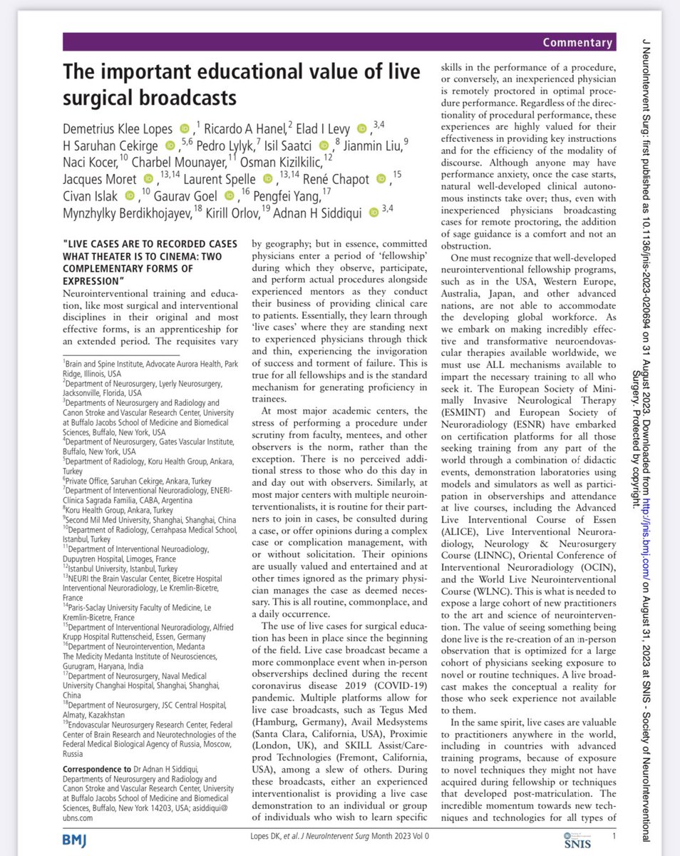 drgauravgoel27's tweet photo. Our argument in favour of live surgical broadcasts in JNIS! 
#NICELIVE #LIVE #surgery #neuro #medanta #wlnc #linnc #esmint #intervention https://t.co/nGHpWbyn1J
