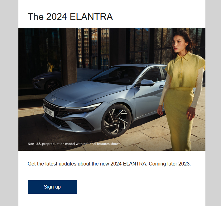 Someone on the Hyundai advertising team thought this was a good picture.  I'm wondering what the hell she's wearing.