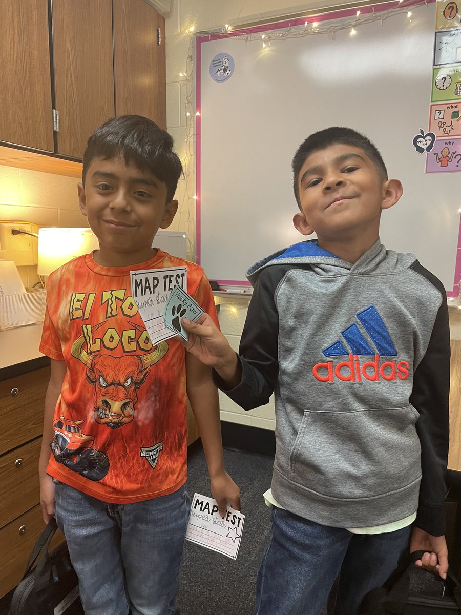 teach_withMrsV's tweet photo. Proud of these two for trying their best and rocking their math MAP test today! 🎉 @HanoverHuskies https://t.co/qml46QZbA9