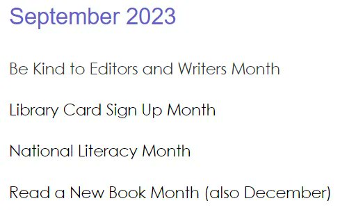 CraftLit's tweet image. New month with new things to do 😎 Fall's coming up quite soon too! 

(List from buff.ly/44tvUZO )