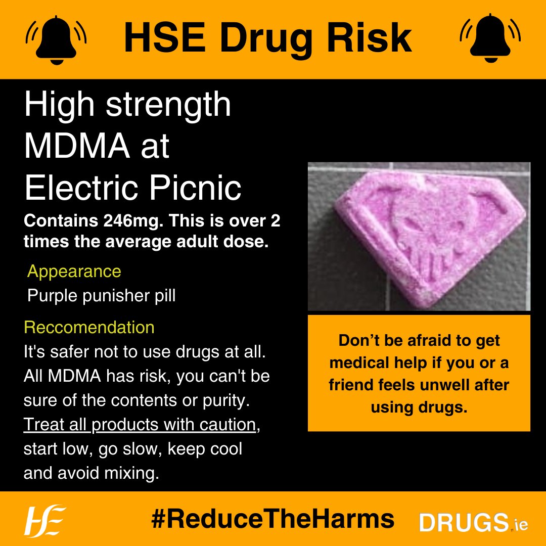 drugsdotie's tweet image. High Strength MDMA in circulation in
@EPfestival
Contains 246mg, which is over 2 times the average dose. All MDMA has risk. It&apos;s safer not to use drugs at all.   Treat all products with caution and don&apos;t be afraid to get medical help.   #StartLowGoSlow #ReduceTheHarms