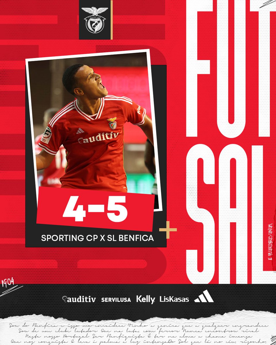 #FutsalBenfica | ⏹️ TERMINA EM SINES, COM 𝗩𝗜𝗧𝗢́𝗥𝗜𝗔!

Sporting CP 4-5 SL Benfica

#Auditiv #Servilusa #KellyPortugal #Liskasas 
<a href="/adidas/">adidas</a>