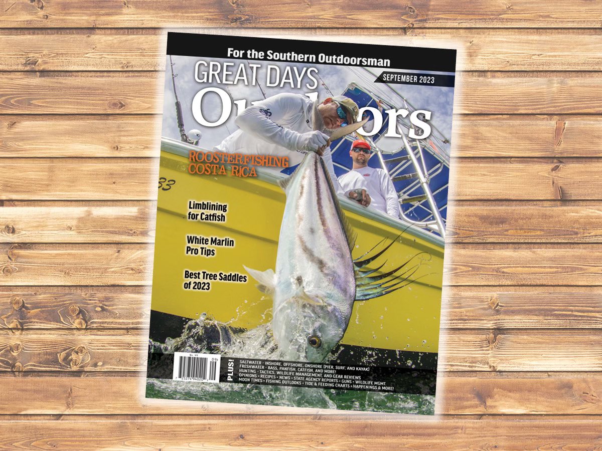 Check out our September issue! Roosterfishing Costa Rica, white marlin pro tips, best tree saddles of 2023 and more! #fishing #hunting #greatdaysoutdoors