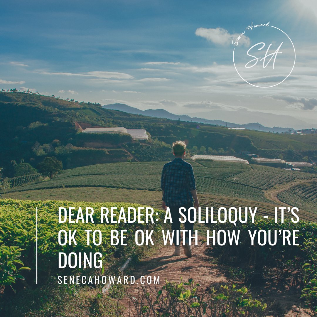 SenecaHoward's tweet image. #DearReader: A Soliloquy - It’s OK to be OK with How You’re Doing
"The sun may not be shining, and it may not be raining; it may just be someplace in-between."

bit.ly/DROK2BOK
SenecaHoward.com
#thewriter #author #writer #columnist #God #inspiration #mentalhealth