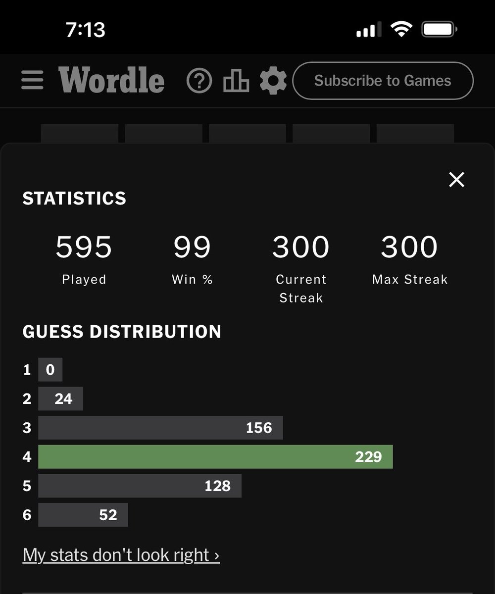 Made it to a streak of 300… #wordle