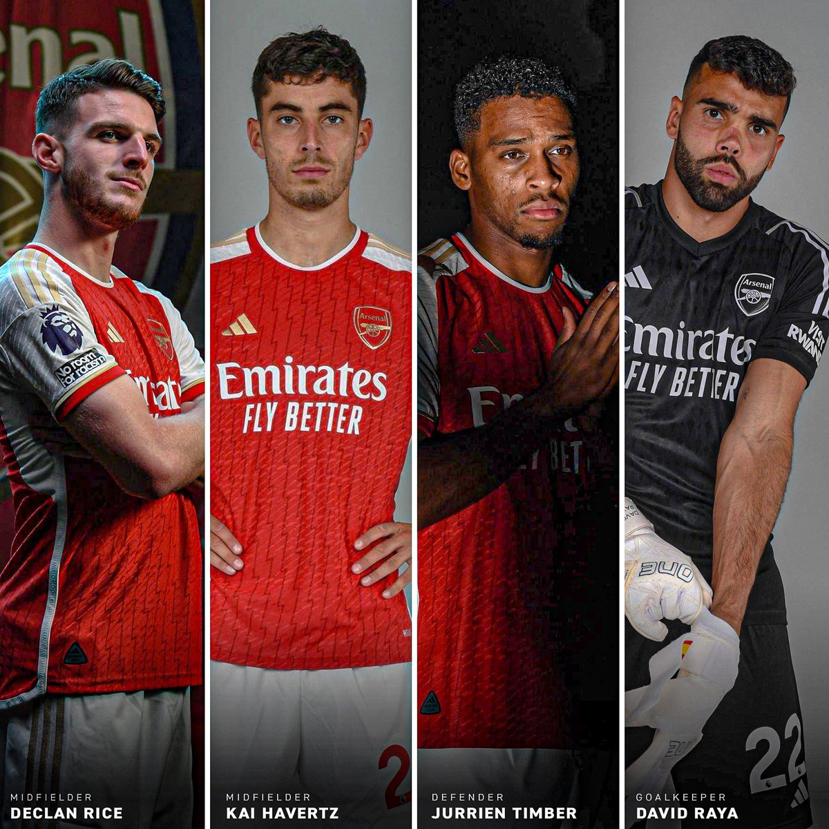 now_arsenaI's tweet photo. That’s it then…. Arsenal’s summer transfer window has come to an end after spending over £200million.

🏴󠁧󠁢󠁥󠁮󠁧󠁿 Declan Rice - £105m
🇩🇪 Kai Havertz - £65m
🇳🇱 Jurrien Timber - £34m
🇪🇸 David Raya - £30m

What would you rate Arsenal’s summer transfer window out of 10?👇🏼 https://t.co/LDqJyECIIs