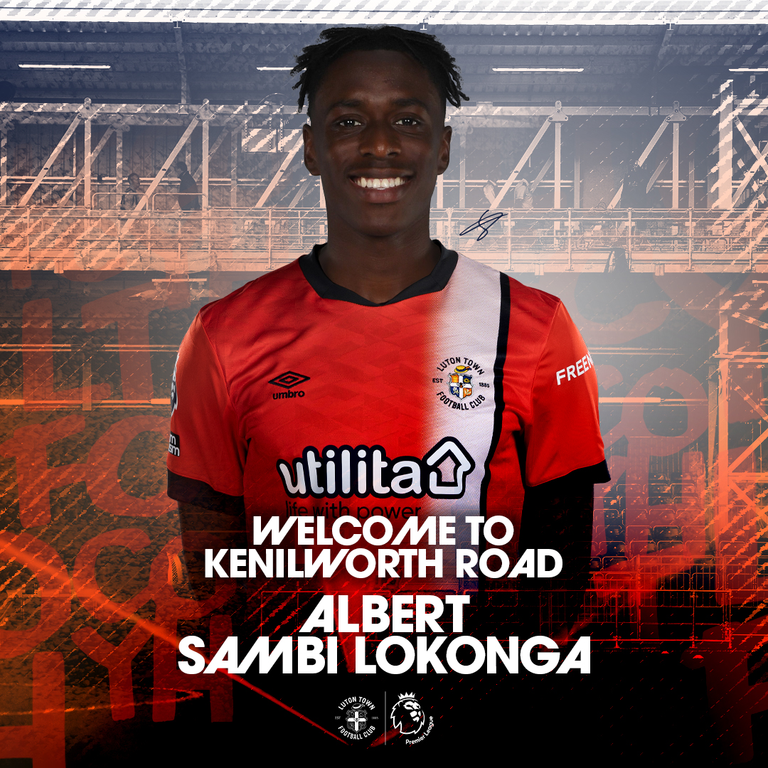 LutonTown's tweet photo. We are delighted to announce the signing of Albert Sambi Lokonga on a season-long loan from Arsenal! 🇧🇪

Welcome, Sambi 👊

#COYH