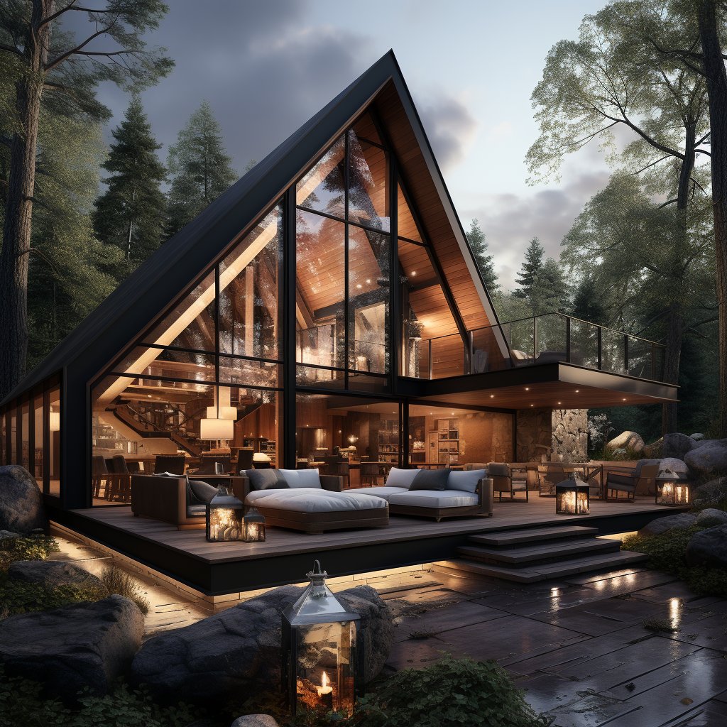 DreamishDesigns's tweet photo. Modern elegance meets winter's embrace in this Scandinavian retreat, where dark wood and glass mirror the beauty of a pine forest... https://t.co/OkMpTad4HK