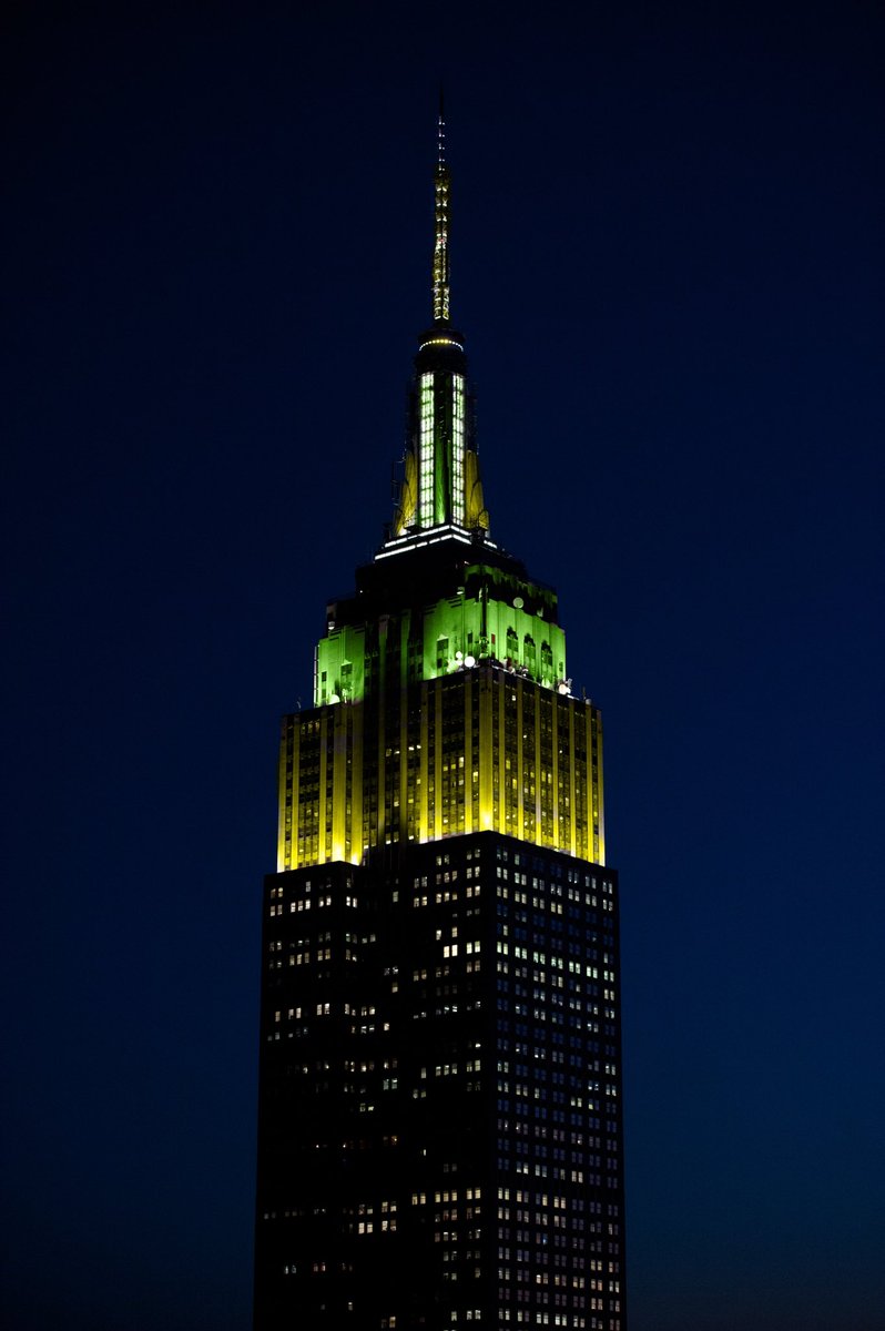 .<a href="/EmpireStateBldg/">Empire State Building</a> will glow green &amp; yellow tonight in honor of NYC CERT &amp; Ready NY’s 20th Anniversary &amp; to kick off #NationalPreparednessMonth

Tonight, ESB stands for every New Yorker who’s made NYC a safer &amp; better prepared city through these programs.