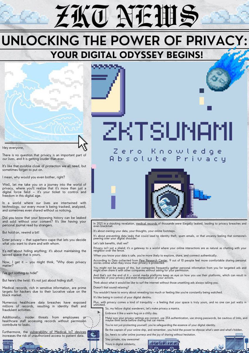 Introductory #ZKTsunami Weekly newsletter 📖 $ZKT #ZKT

Got a newsletter idea? 
Share your suggestions, and the best one gets featured in our next edition with a bonus of 100 $ZKT tokens! 🚀 #NewsletterIdeas