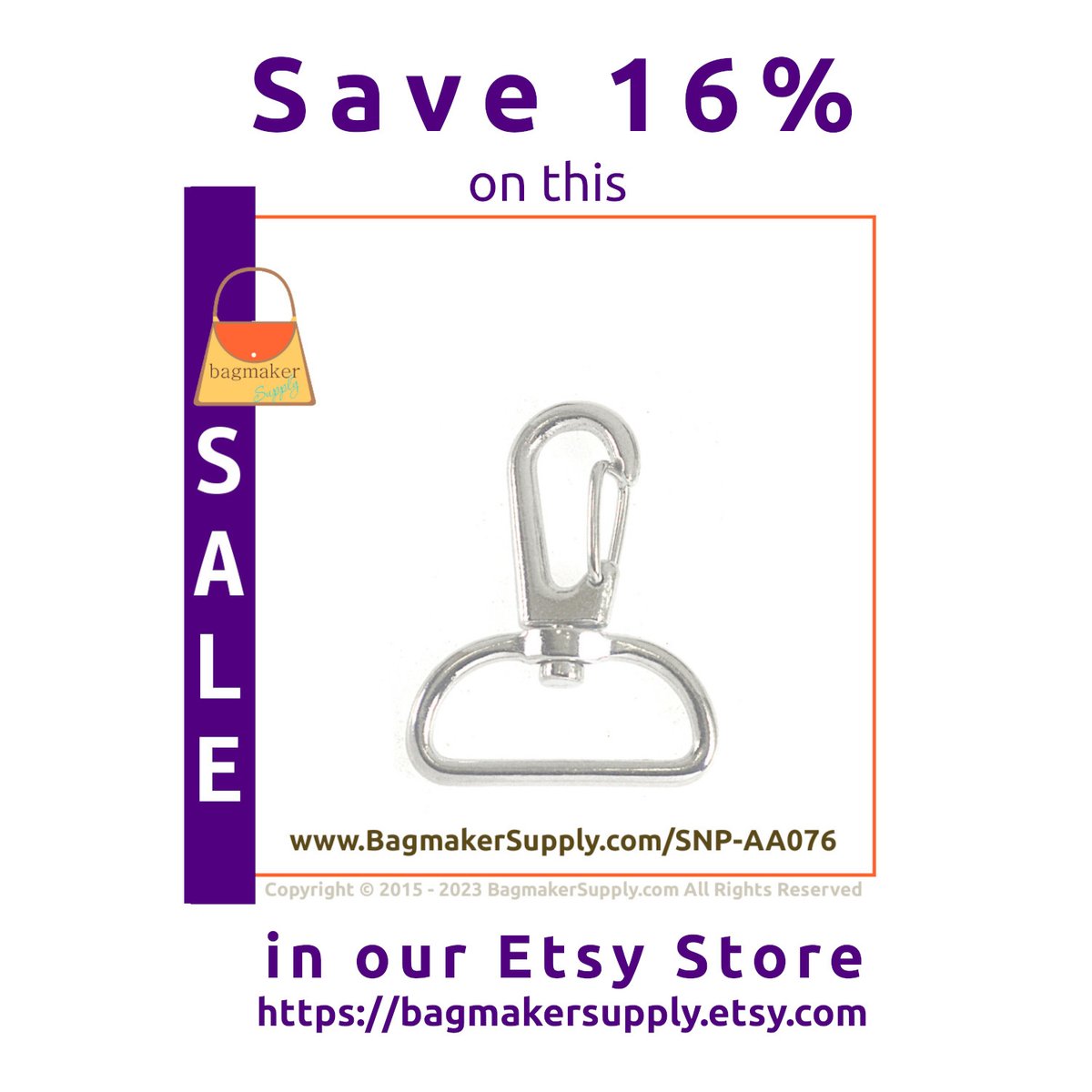 BagmakerSupply's tweet photo. Sale ends September 2 2023 on this 1 Inch Spring Gate Swivel Snap Hook with a Nickel Finish in our Etsy Store https://t.co/0QfxfQSYsR
https://t.co/7jFjT6jXpK
#BagmakerSupplySale
#BagmakerSupply
#BagmakingSupplies
#Crafts
#Sewing
#SewingSupplies
#Bagmaker
#Bagmakers
#EtsySeller https://t.co/Jox6AbGLLm