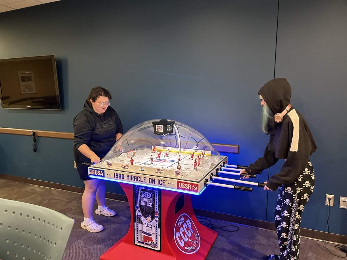 Students are enjoying bubble hockey on campus today <a href="/NorthlandCTC/">Northland Community & Technical College</a>