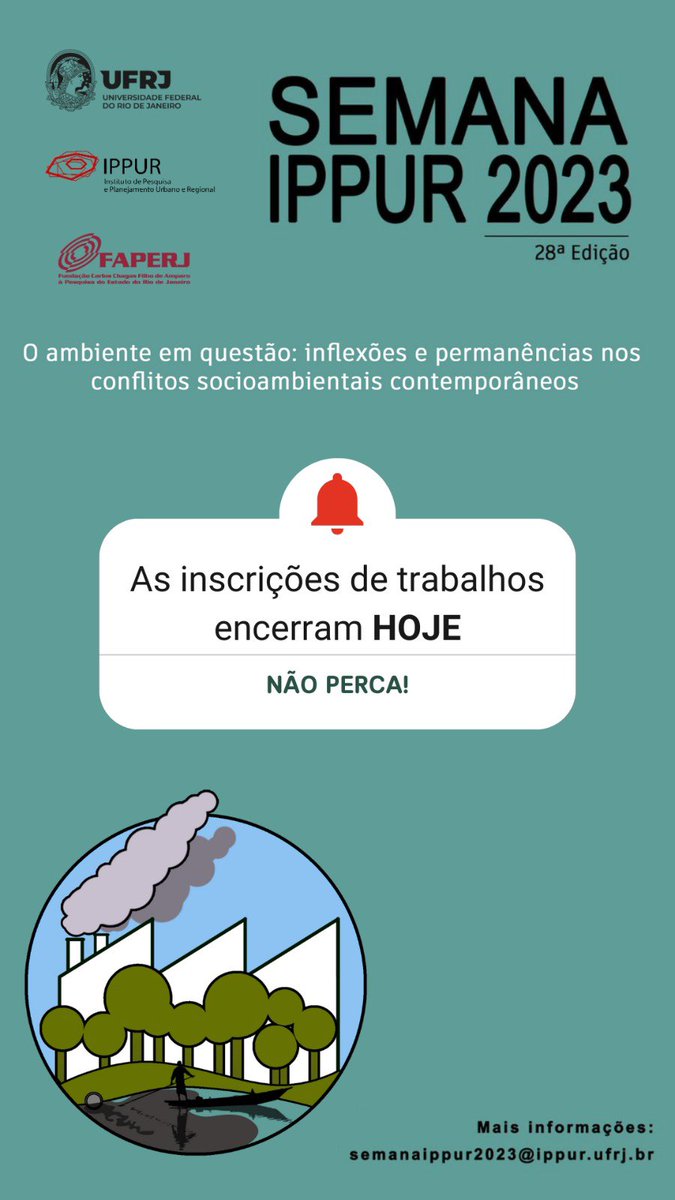 As inscrições dos trabalhos para a semana IPPUR encerram hoje