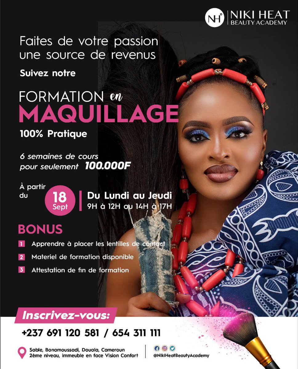 NikiHeatBeauty's tweet photo. 𝑽𝒐𝒖𝒔 ê𝒕𝒆𝒔 𝒑𝒂𝒔𝒔𝒊𝒐𝒏𝒏é 𝒅𝒆 𝒎𝒂𝒒𝒖𝒊𝒍𝒍𝒂𝒈𝒆 𝒆𝒕 𝒗𝒐𝒖𝒔 𝒓é𝒗𝒆𝒛 𝒅𝒆 𝒕𝒓𝒂𝒏𝒔𝒇𝒐𝒓𝒎𝒆𝒓 𝒄𝒆𝒕𝒕𝒆 𝒑𝒂𝒔𝒔𝒊𝒐𝒏 𝒆𝒏 𝒖𝒏𝒆 𝒄𝒂𝒓𝒓𝒊𝒆‌𝒓𝒆 𝒇𝒍𝒐𝒓𝒊𝒔𝒔𝒂𝒏𝒕𝒆 ? 📷

📷691-120-581/ 654-311-111 
#NikiHeat #makeupcourse #makeupclass  #makeupaddict https://t.co/GTPQ8dS7Ot