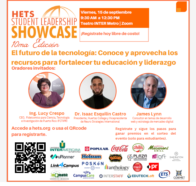 hetsorg's tweet photo. Regístrate y participa en el Student Leadership Showcase 2023
¡Sigue los pasos para ganar más premios! 🎉
🗓Viernes, 15 de septiembre de 2023
⏰ 9:30 a.m. – 12:30 p.m. (EST / Hora PR)
📍Vía Zoom + INTER METRO 💻
Regístrate libre de costo aquí 🔗: https://t.co/wyGADNV2ZB https://t.co/P1i9H13e4m