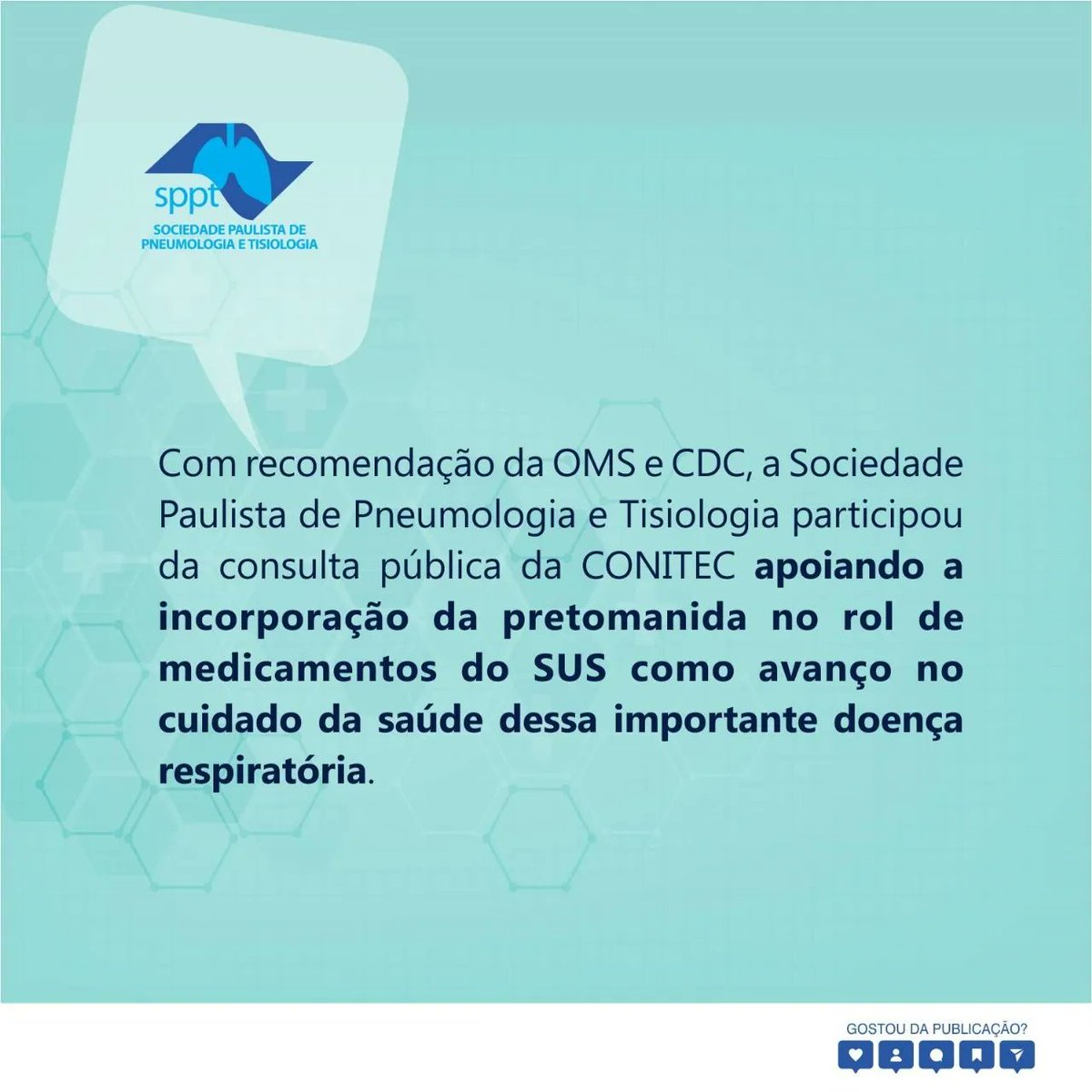 spptpneumo's tweet photo. Contribuição da SPPT na consulta pública
A promissora PRETOMANIDA surge como alternativa terapêutica para a Tuberculose Resistente a medicamentos.
#sppt #conitec #pretomanida #consultapublica https://t.co/J3aYJrHNDK