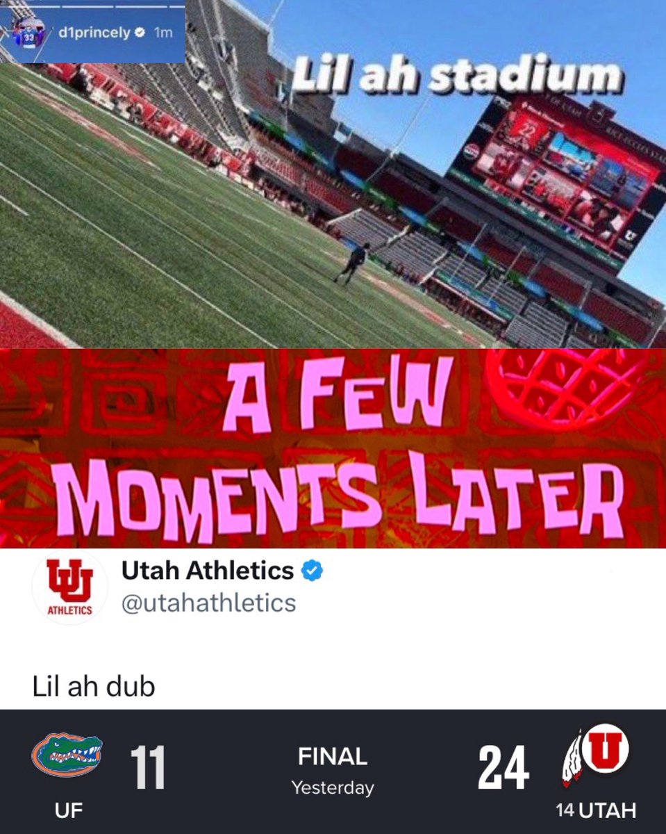 A Florida player posted this before the Gators' game vs. Utah yesterday

Utah social team clapped back after taking the W 💀