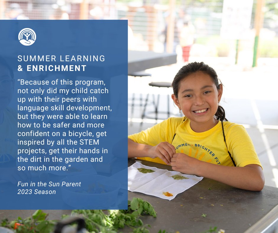 This year, 100% of Fun in the Sun students maintained their literacy skills over the summer months and are more ready than ever to head back to school. 

To learn more and to view a list of 2023 partners, please visit unitedwaysb.org/FITS  #UnitedWaySBC #SummerLearning