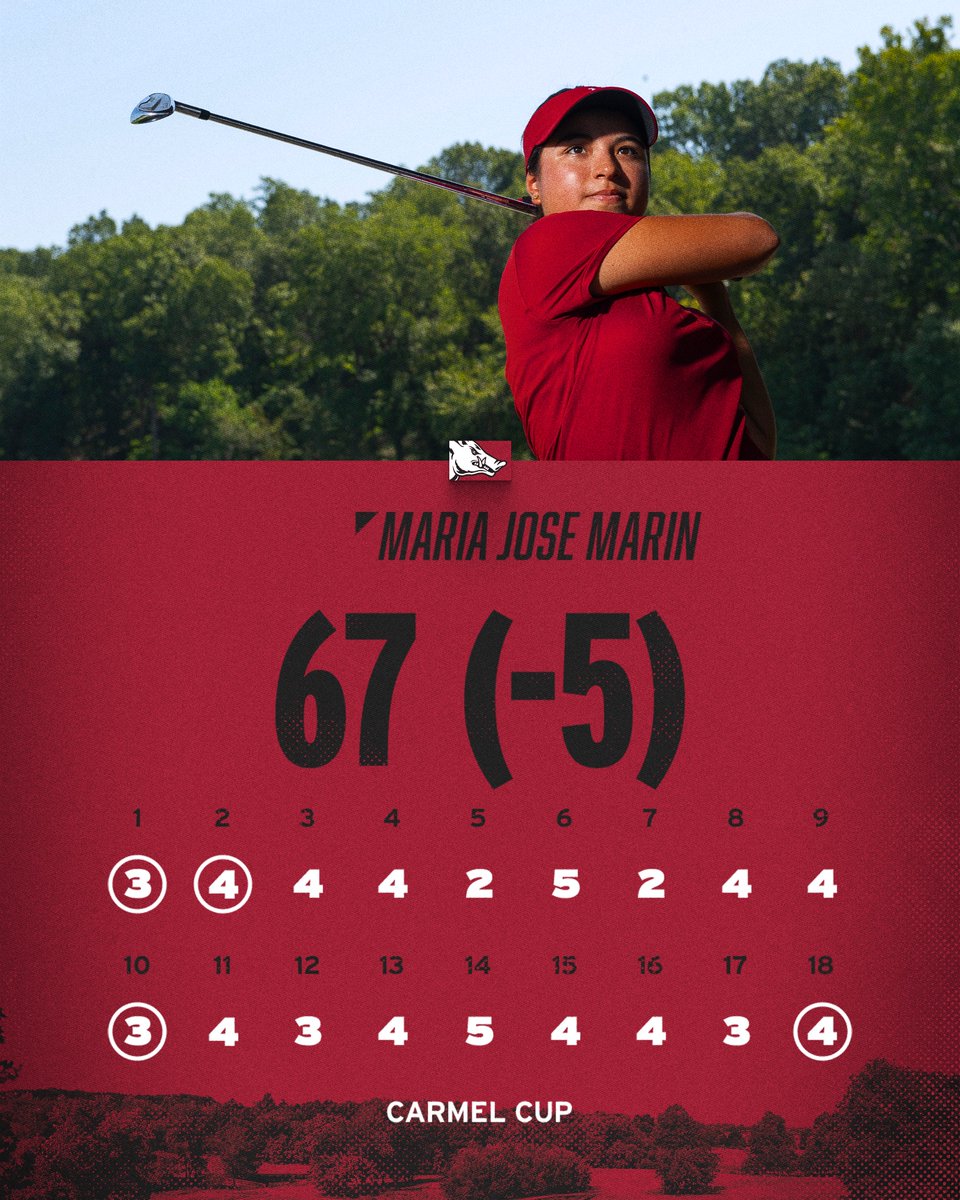 Razorback Women's Golf (@razorbackwgolf) on Twitter photo First round of collegiate for <a href="/majomarinn/">Maria Jose Marin</a> and you would never know 🤭
She is just 1 stroke back from the lead! First round of collegiate for <a href="/majomarinn/">Maria Jose Marin</a> and you would never know 🤭
She is just 1 stroke back from the lead!