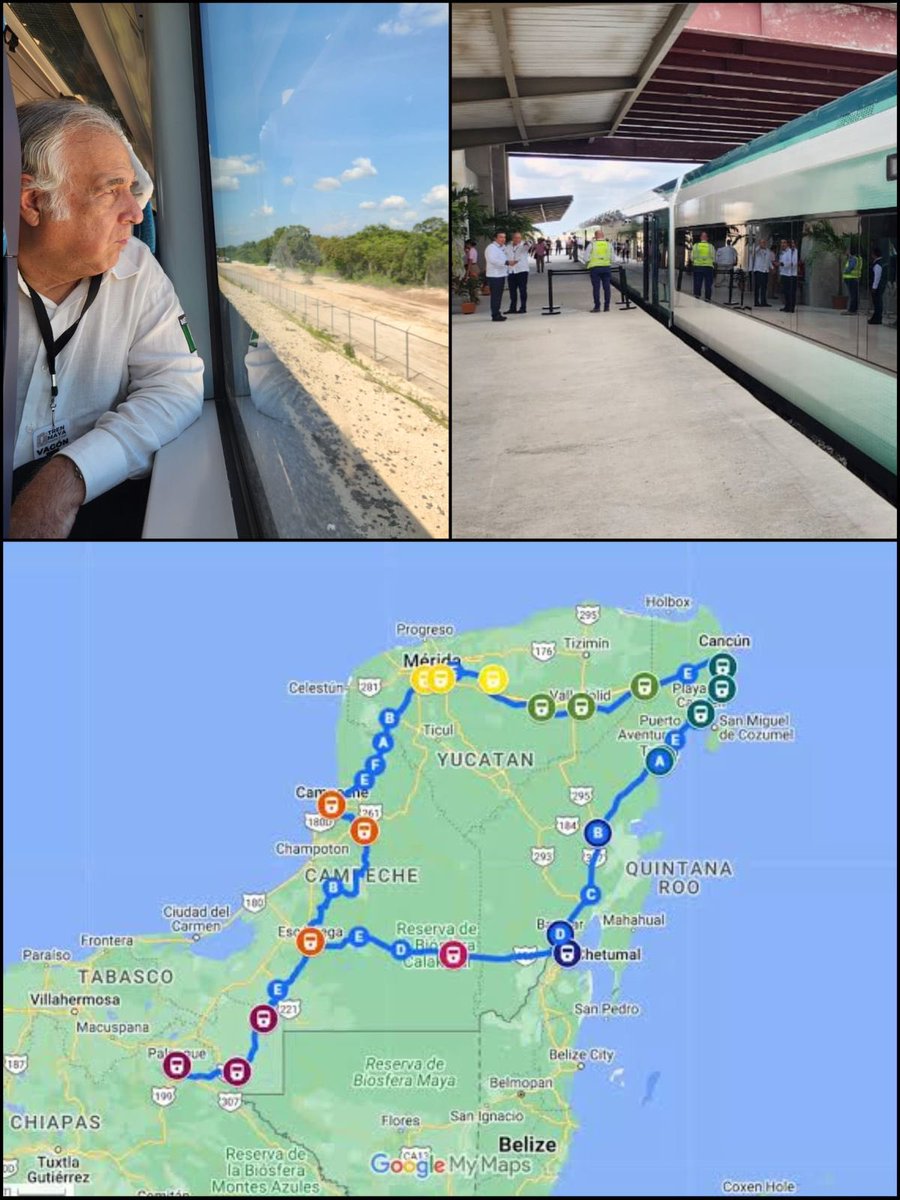 TorrucoTurismo's tweet image. Acompaño al presidente @lopezobrador_ en la 1a prueba del @TrenMayaMX desde las estaciones #Campeche-#Cancún. Obra majestuosa que fortalecerá la diversificación del turismo, beneficiando a la población de 5 entidades del país.  Con 1554 km, 20 estaciones turísticas y 14 paraderos