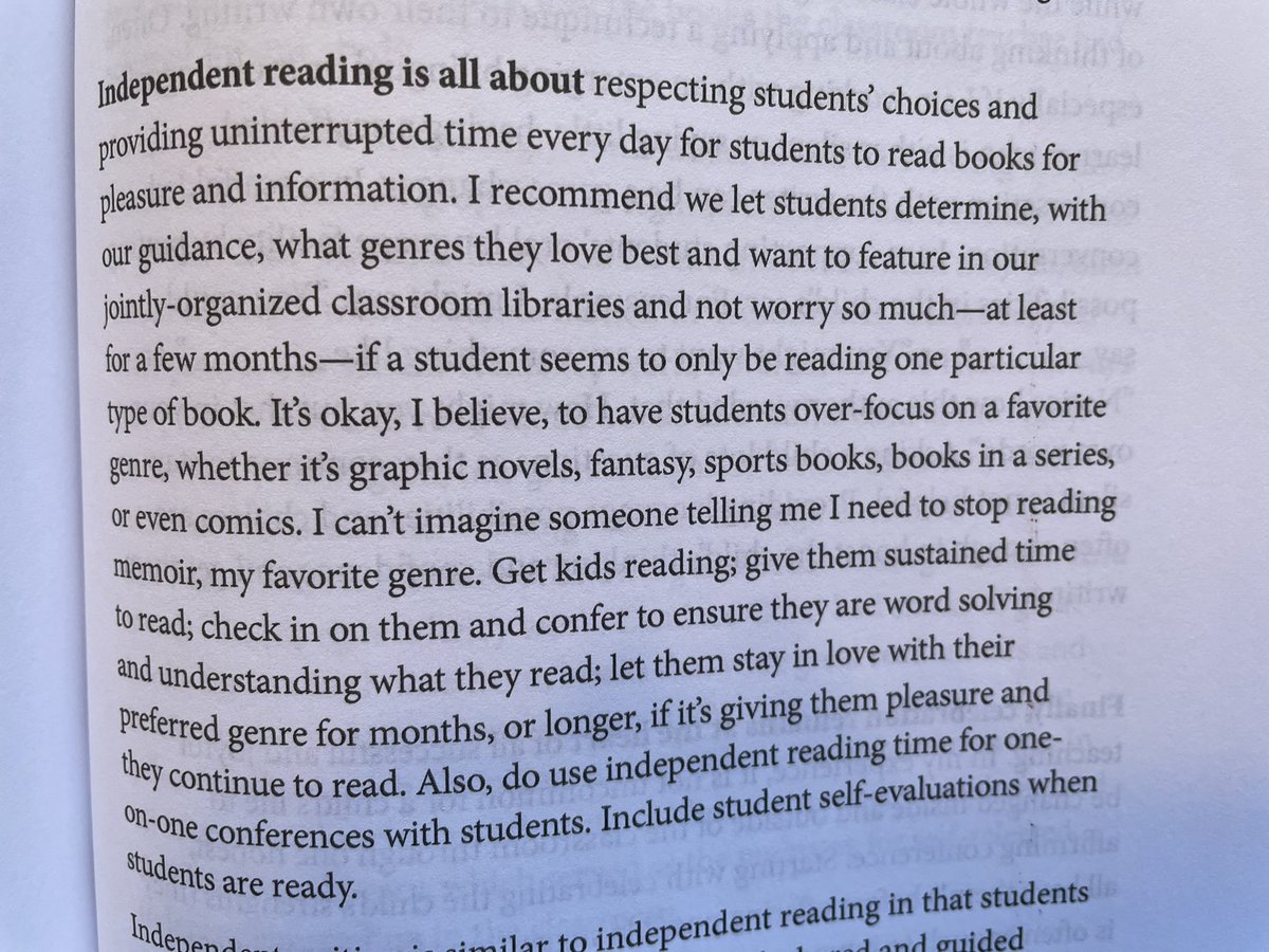 “Independent reading is all about respecting students’ choices and providing uninterrupted time every day…”
Words to keep in mind while planning for the week. 
<a href="/regieroutman/">Regie Routman</a> <a href="/RoutledgeEd/">Routledge Education Books</a> #theheartcenteredteacher