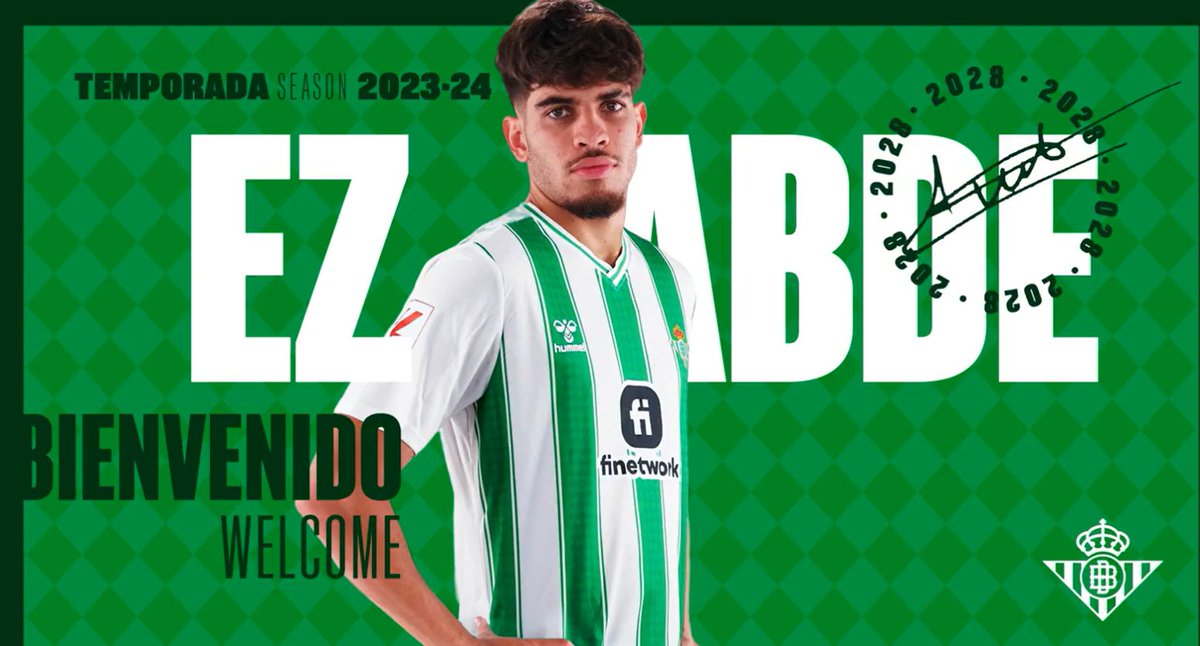 OFICIAL. Abde nuevo jugador del #RealBetis hasta 2028. Ramón Planes, la directiva y el Club, lo han hecho.