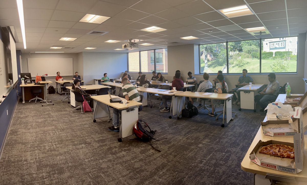 awm_wvu's tweet photo. Had our welcome (goodbye?) math graduate student seminar today. We understand the importance of our role in being the 2% and we’re happy to end our studies at WVU to make room for other students. Go Mountaineers!💙💛 https://t.co/kk8MFB91sM