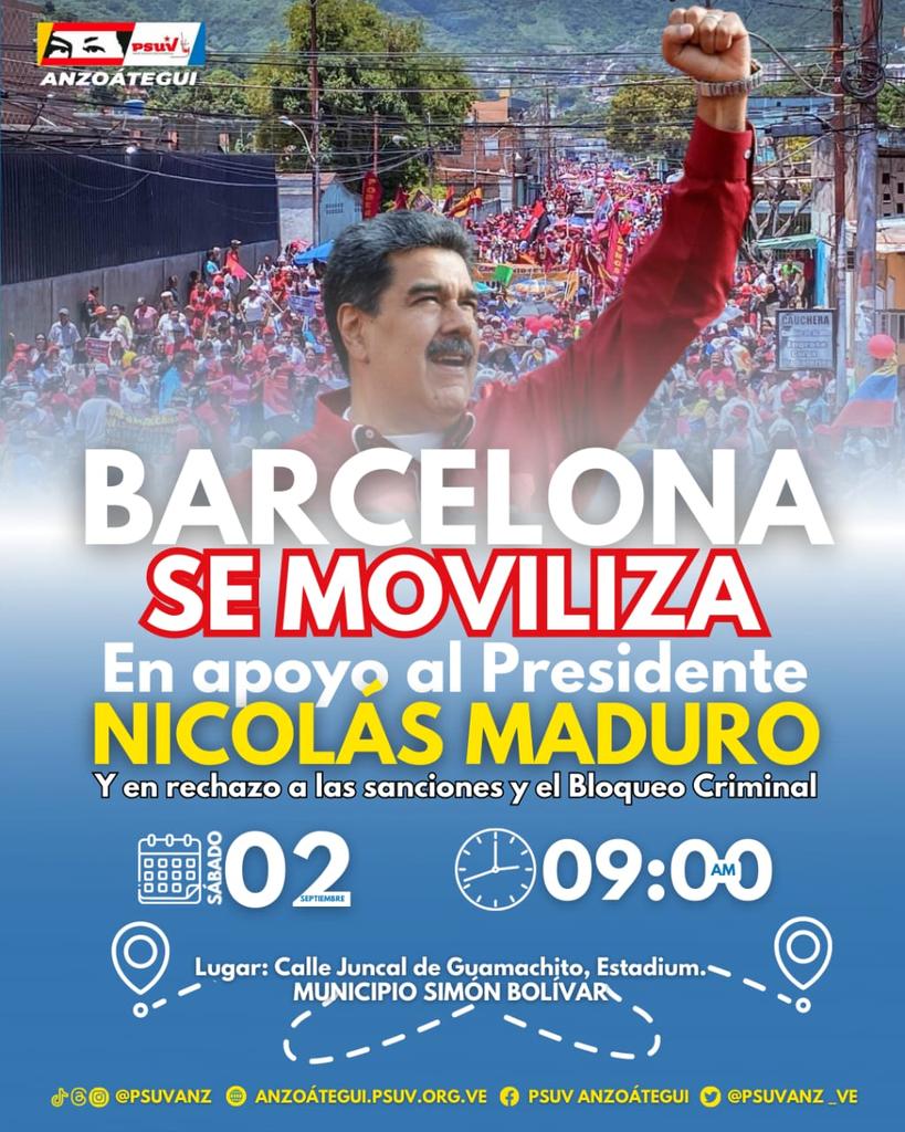 #VenezuelaPotenciaAgraria
Barcelona se Moviliza en defensa de la patria.
Parroquia El Carmen vamos todos juntos con <a href="/NicolasMaduro/">Nicolás Maduro</a> 
Venceremos!!!!!
<a href="/sugeyherreram/">Sugey Herrera</a> 
<a href="/PartidoPSUV/">PSUV</a>