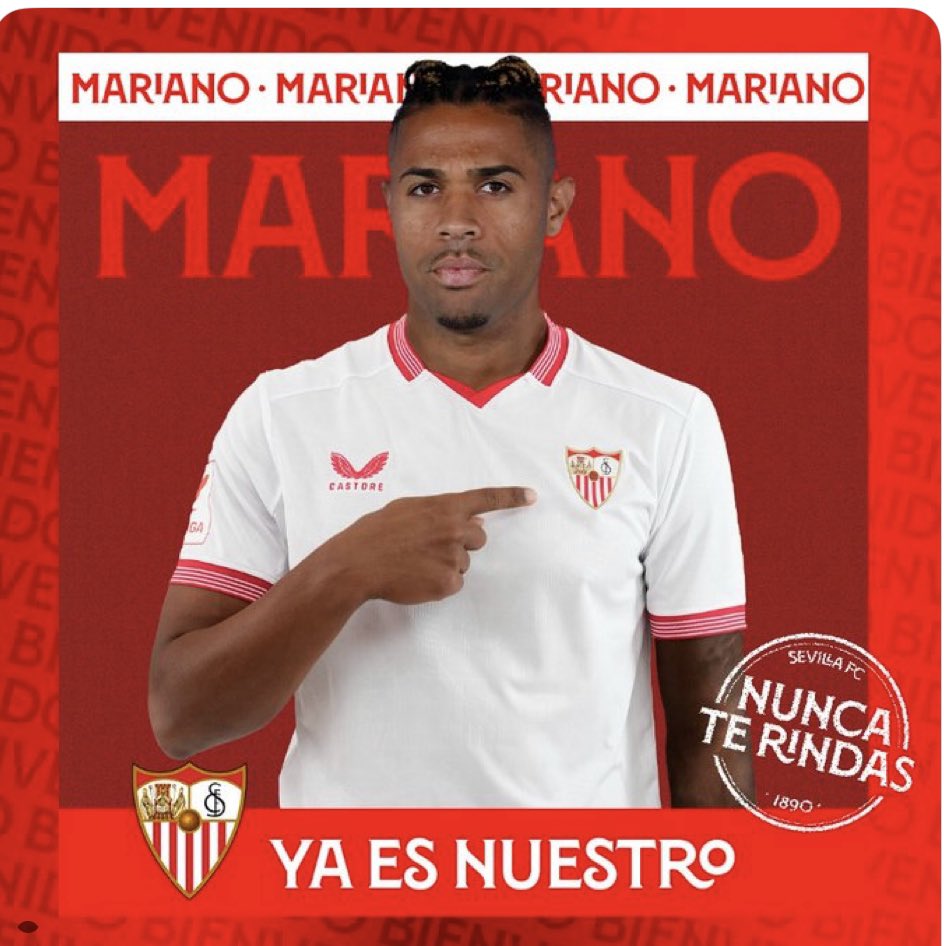 🔴 OFFICIEL - TRANSFERT SURPRISE ! Le Séville FC annonce le transfert libre de Mariano Díaz. 🇩🇴 📸 @SevillaFC
