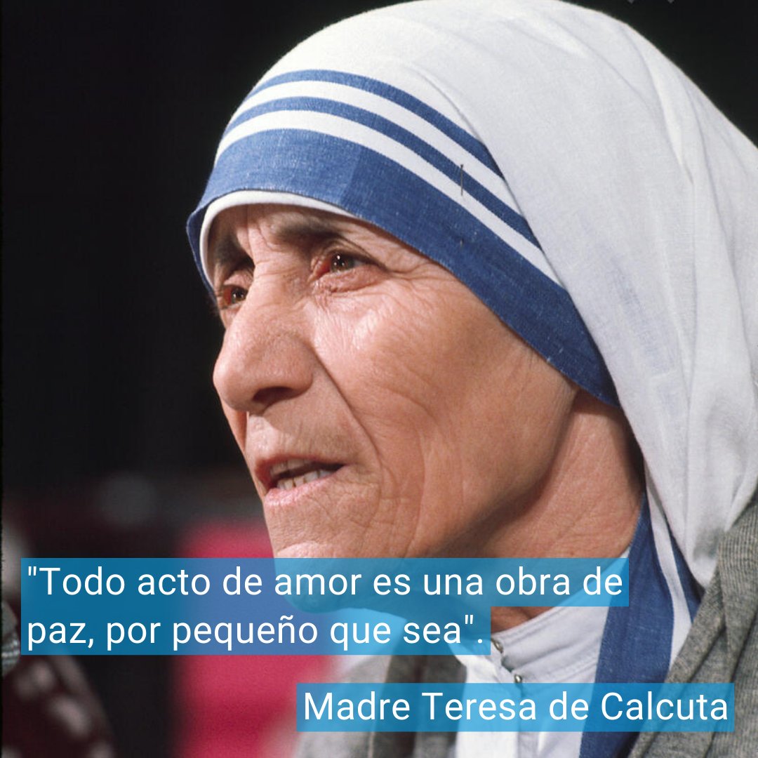 'Todo acto de amor es una obra de paz, por pequeño que sea'. El #DíadelaBeneficencia, honra la memoria de la Madre Teresa de Calcuta, laureada con el Premio Nobel de la Paz en 1979. un.org/es/observances…