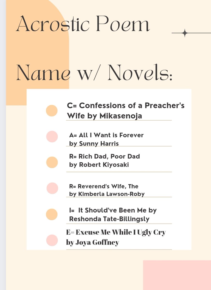 FarleyCarrie's tweet image. September 2023

Day #1: Acrostic Poem

#WriterFriendsChallenge