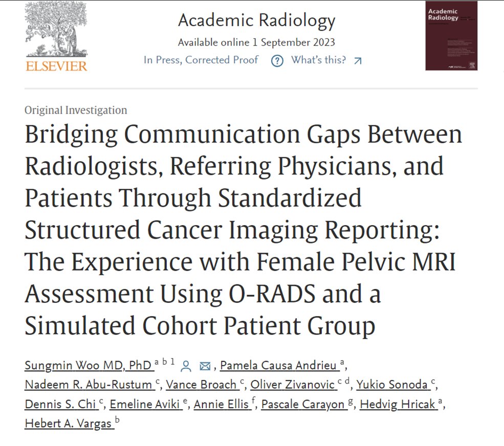 How does standarized/structured reporting impact communication between radiologists, referrers and patients? 

Check out our new @AcadRadiol📜using @ORADSmri supported by #NAMDxEx Scholars & @MooreFound!

authors.elsevier.com/a/1hhGd_OUjI5B…

sciencedirect.com/science/articl…